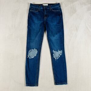 Free People Jeans Womens 29R Med Wash Blue Denim We The People Skinny Distressed